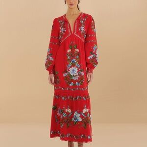 *SOLD* FARM Rio Red Floral Long Sleeve Dress